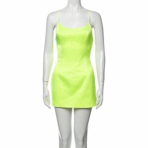 Alice + Olivia Neon Greenish Yellow Fitted Mini Slip Dress